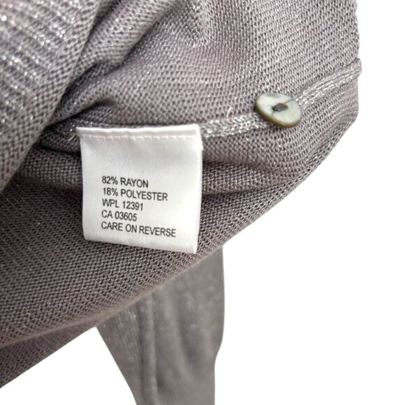NORTHERN ISLES Cardigan Sweater NWT Grey with Silver Metallic Detail Size L New - Picture 7 of 8